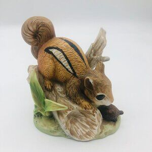 Vtg Homco Woodland Friends Chipmunk & Turtle Ceramic Hand Painted Figurine 8882